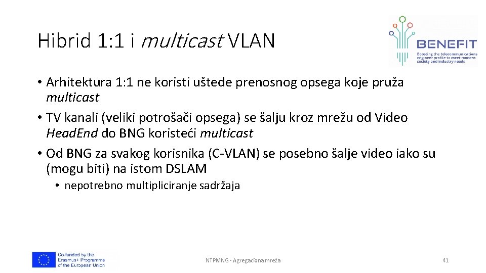 Hibrid 1: 1 i multicast VLAN • Arhitektura 1: 1 ne koristi uštede prenosnog