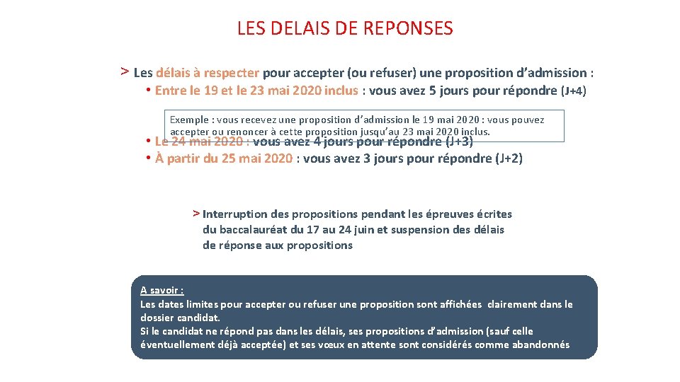 LES DELAIS DE REPONSES > Les délais à respecter pour accepter (ou refuser) une