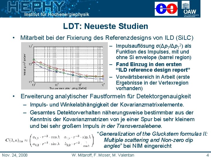 LDT: Neueste Studien • Mitarbeit bei der Fixierung des Referenzdesigns von ILD (Si. LC)