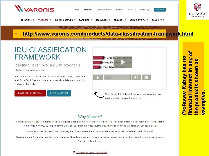 Varonis http: //www. varonis. com/products/data-classification-framework. html Professor Kabay has no financial interest in any