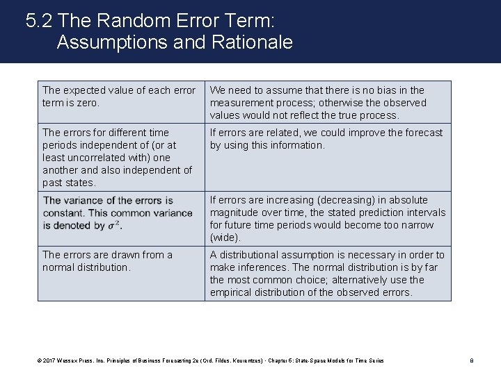 5. 2 The Random Error Term: Assumptions and Rationale The expected value of each