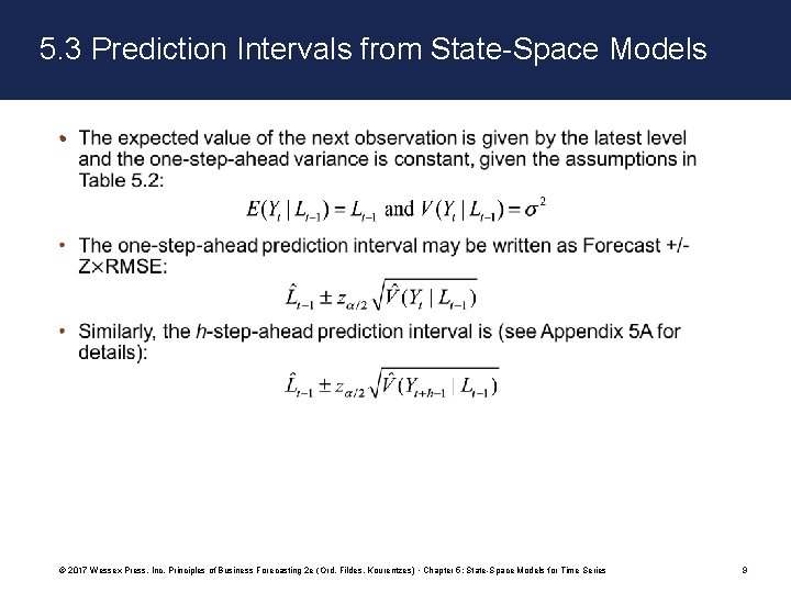 5. 3 Prediction Intervals from State-Space Models • © 2017 Wessex Press, Inc. Principles