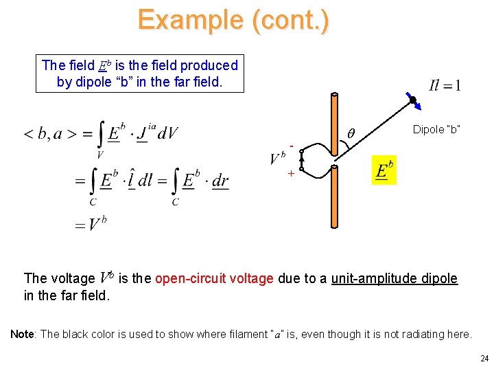 Example (cont. ) The field Eb is the field produced by dipole “b” in
