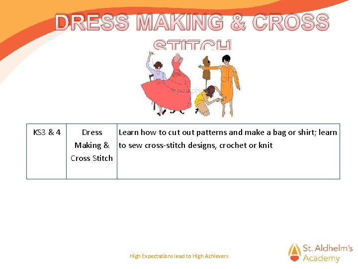 DRESS MAKING & CROSS STITCH KS 3 & 4 Dress Learn how to cut