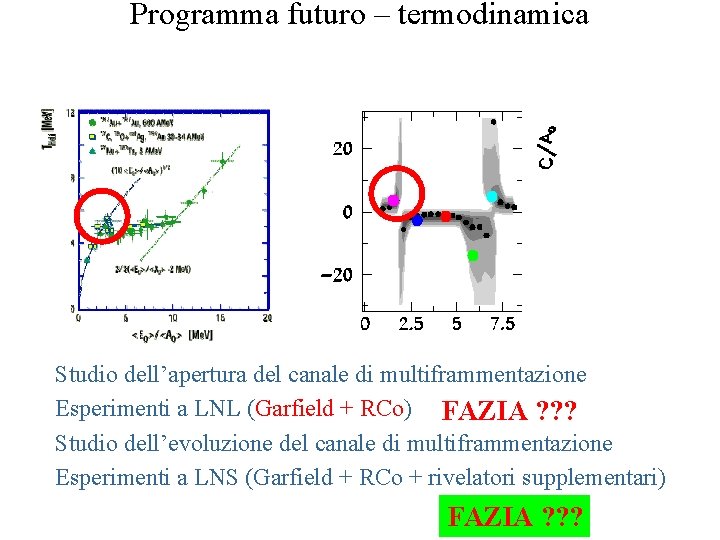 Programma futuro – termodinamica Studio dell’apertura del canale di multiframmentazione Esperimenti a LNL (Garfield