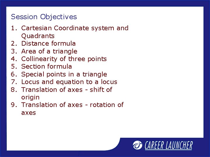 Mathematics by SHAMS KHAN Session Cartesian Coordinate Geometry