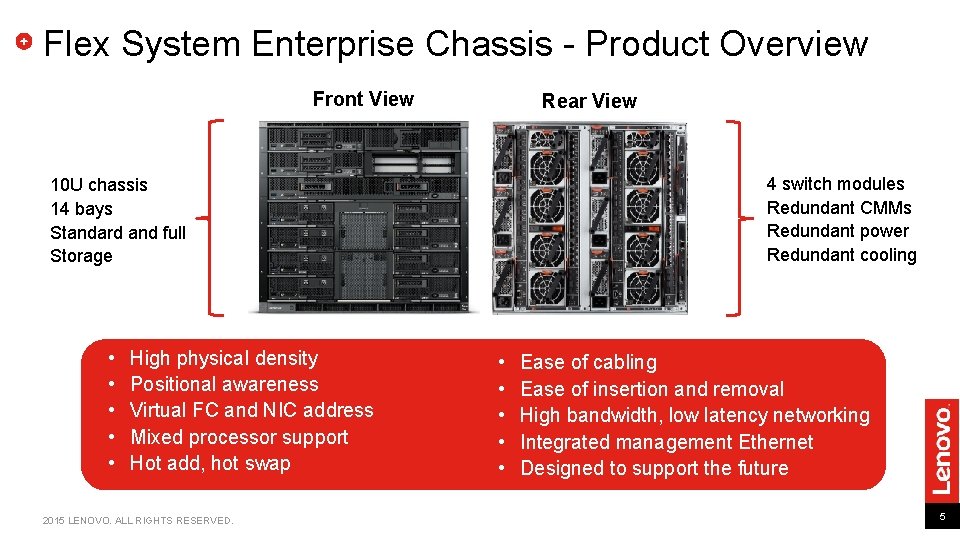 Flex System Enterprise Chassis - Product Overview Front View Rear View 4 switch modules