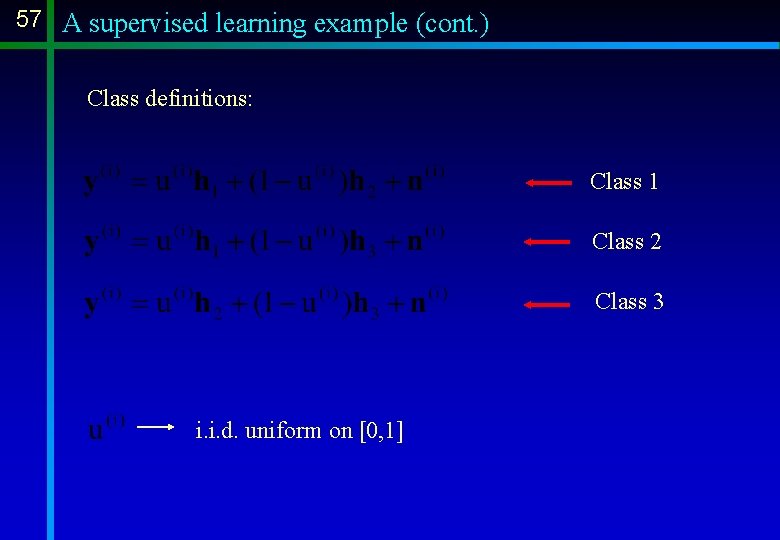 57 A supervised learning example (cont. ) Class definitions: Class 1 Class 2 Class 57 A supervised learning example (cont. ) Class definitions: Class 1 Class 2 Class