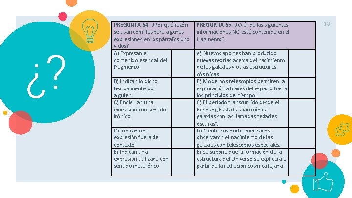 ¿? PREGUNTA 64. ¿Por qué razón se usan comillas para algunas expresiones en los