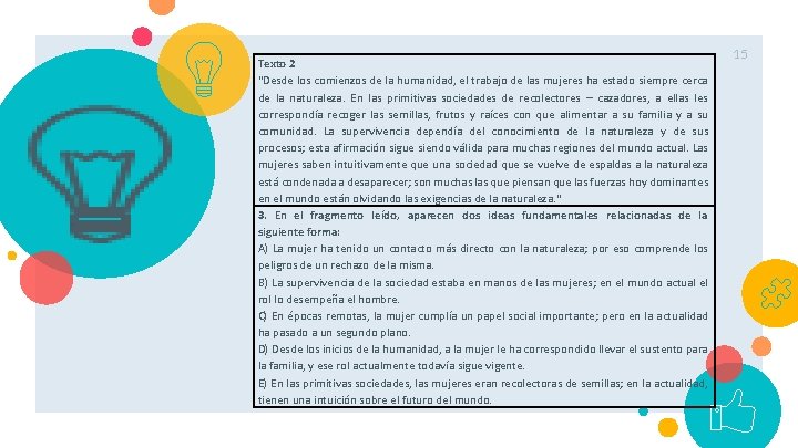 Texto 2 "Desde los comienzos de la humanidad, el trabajo de las mujeres ha