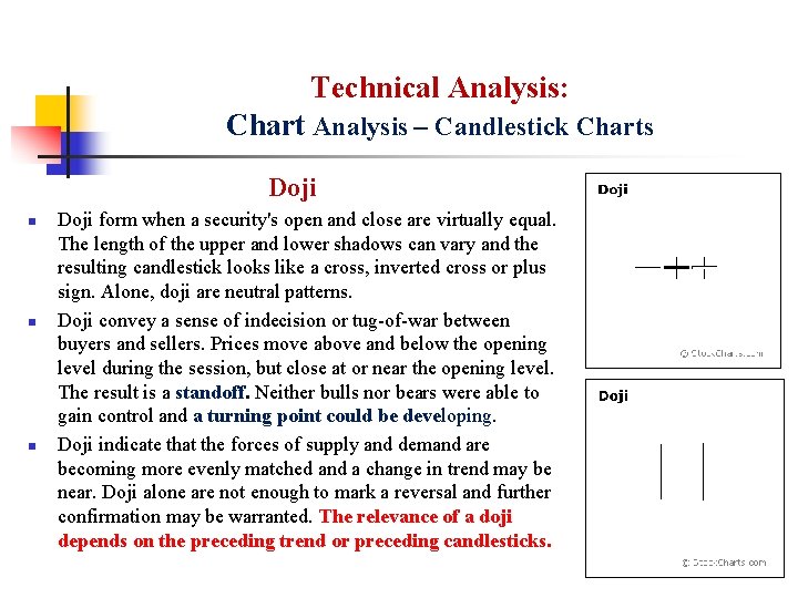 Technical Analysis: Chart Analysis – Candlestick Charts Doji n n n Doji form when