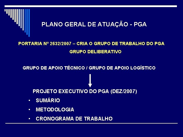 PLANO GERAL DE ATUAÇÃO - PGA PORTARIA Nº 2632/2007 – CRIA O GRUPO DE