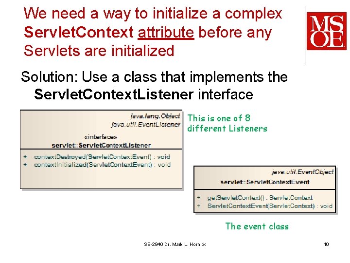 We need a way to initialize a complex Servlet. Context attribute before any Servlets