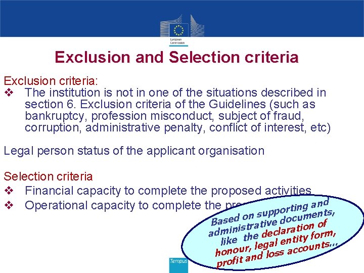 Exclusion and Selection criteria Exclusion criteria: v The institution is not in one of