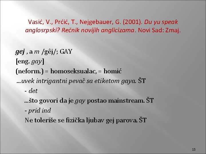 Vasić, V. , Prćić, T. , Nejgebauer, G. (2001). Du yu speak anglosrpski? Rečnik