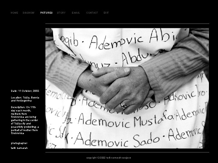 SL AJ D 30 HOME DIASHOW PICTURES STORY E-MAIL CONTACT EXIT Date: 11 October,