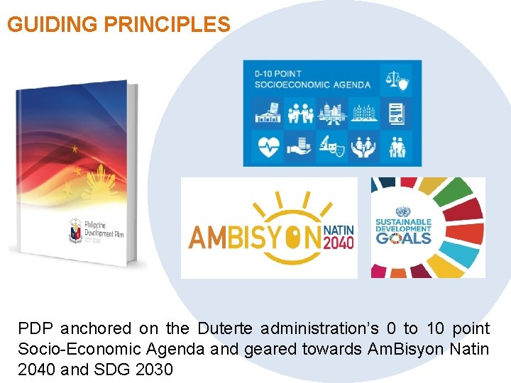 GUIDING PRINCIPLES PDP anchored on the Duterte administration’s 0 to 10 point Socio-Economic Agenda