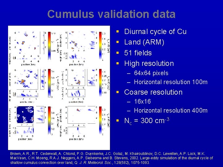 Cumulus validation data § § Diurnal cycle of Cu Land (ARM) 51 fields High