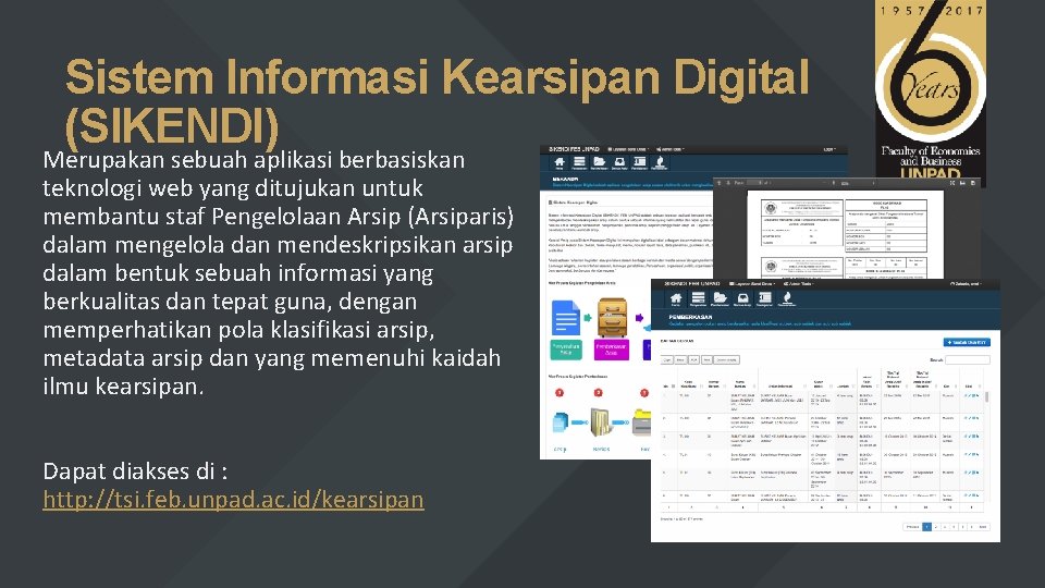 Sistem Informasi Kearsipan Digital (SIKENDI) Merupakan sebuah aplikasi berbasiskan teknologi web yang ditujukan untuk