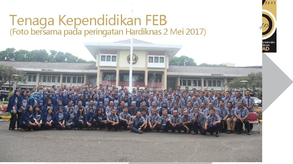 Tenaga Kependidikan FEB (Foto bersama pada peringatan Hardiknas 2 Mei 2017) 