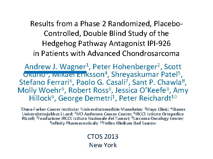 Results from a Phase 2 Randomized, Placebo. Controlled, Double Blind Study of the Hedgehog