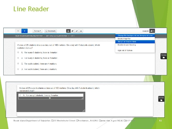 Line Reader Rhode Island Department of Education � 255 Westminster Street �Providence, RI 02903