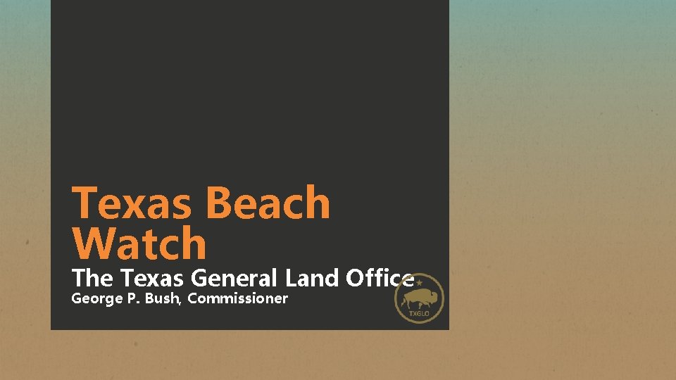 Texas Beach Watch The Texas General Land Office George P. Bush, Commissioner 