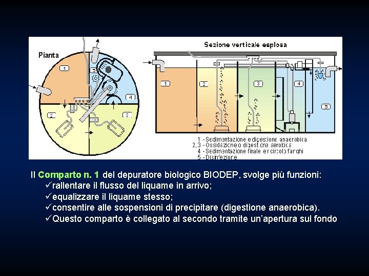 Il Comparto n. 1 del depuratore biologico BIODEP, svolge più funzioni: ürallentare il flusso