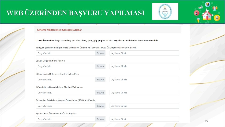 WEB ÜZERİNDEN BAŞVURU YAPILMASI 15 