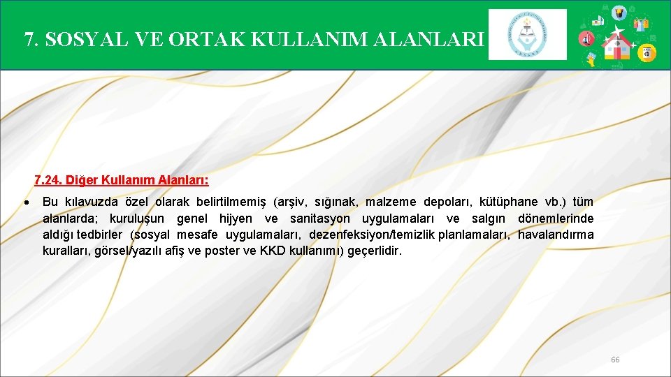 7. SOSYAL VE ORTAK KULLANIM ALANLARI 7. 24. Diğer Kullanım Alanları: Bu kılavuzda özel