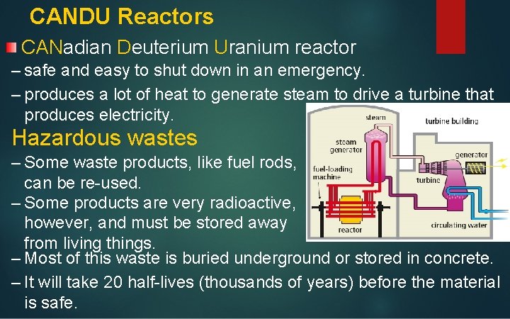 CANDU Reactors CANadian Deuterium Uranium reactor – safe and easy to shut down in