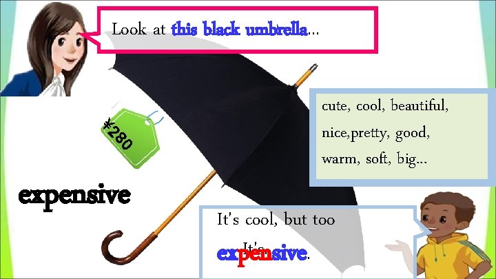 Look at this black umbrella. . . 80 ¥ 2 expensive cute, cool, beautiful,