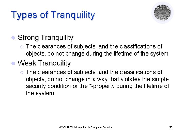 Types of Tranquility l Strong Tranquility ¡ l The clearances of subjects, and the
