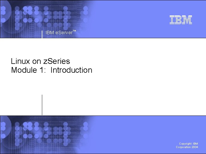 IBM e. Server™ Linux on z. Series Module 1: Introduction Copyright IBM Corporation 2004