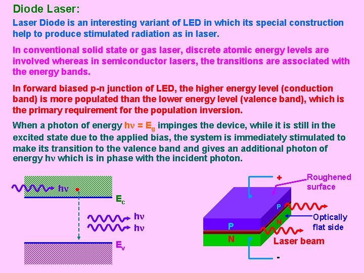Diode Laser: Laser Diode is an interesting variant of LED in which its special