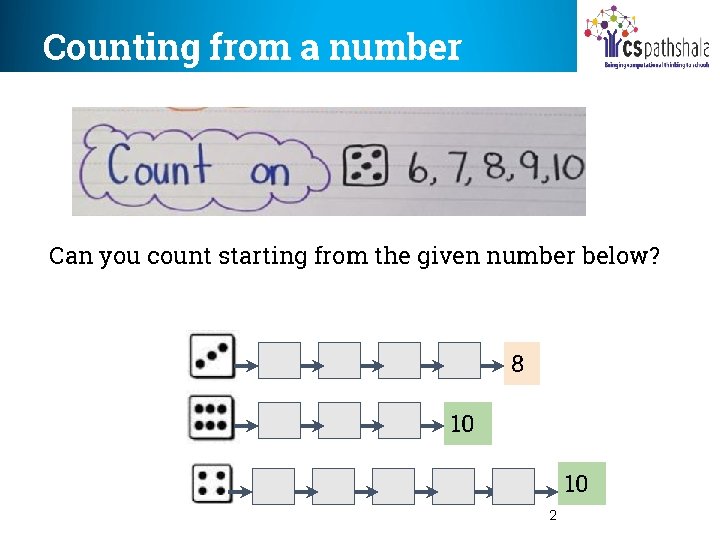 Counting from a number Can you count starting from the given number below? 8