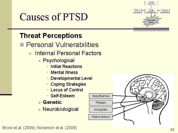 Causes of PTSD Threat Perceptions n Personal Vulnerabilities n Internal Personal Factors n Psychological