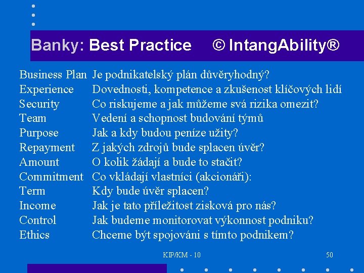 Banky: Best Practice Business Plan Experience Security Team Purpose Repayment Amount Commitment Term Income