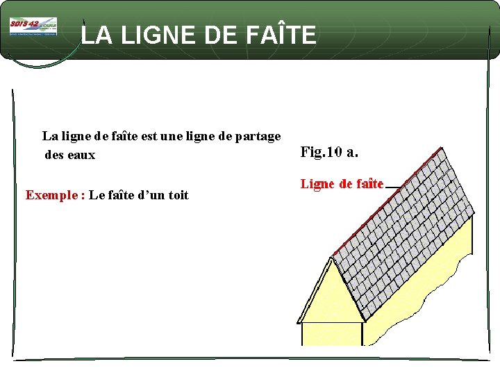 LA LIGNE DE FAÎTE La ligne de faîte est une ligne de partage des