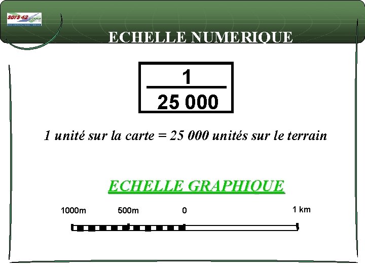 ECHELLE NUMERIQUE 1 25 000 1 unité sur la carte = 25 000 unités