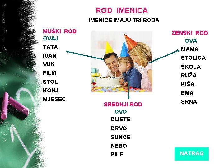 ROD IMENICA IMENICE IMAJU TRI RODA MUŠKI ROD OVAJ TATA ŽENSKI ROD OVA MAMA