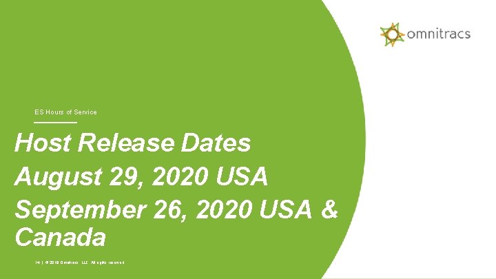 ES Hours of Service Host Release Dates August 29, 2020 USA September 26, 2020