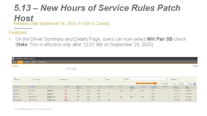 5. 13 – New Hours of Service Rules Patch Host Release Date September 26,