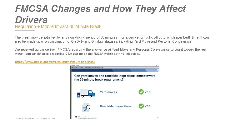 FMCSA Changes and How They Affect Drivers Regulation + Mobile Impact 30 -Minute Break