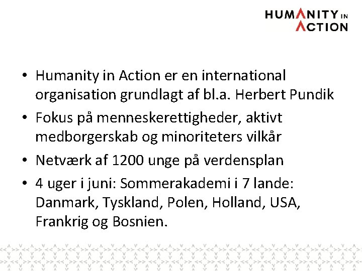  • Humanity in Action er en international organisation grundlagt af bl. a. Herbert