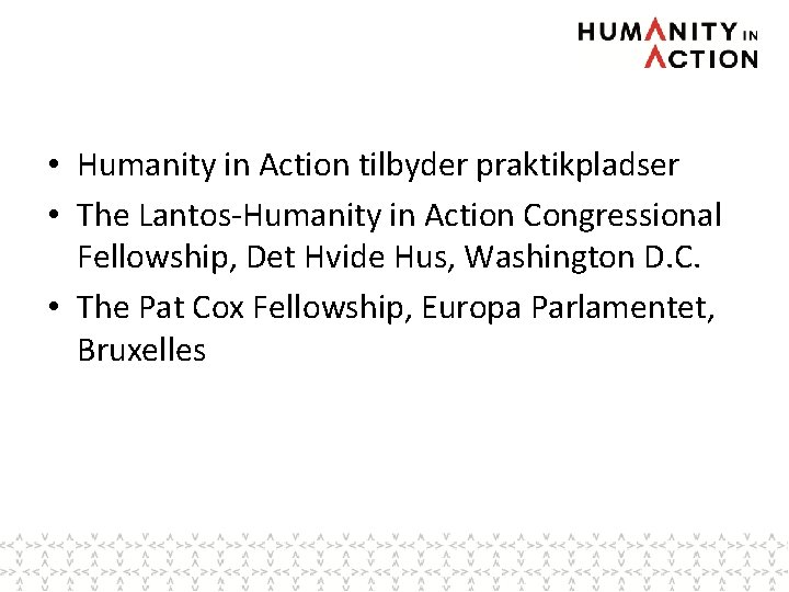  • Humanity in Action tilbyder praktikpladser • The Lantos-Humanity in Action Congressional Fellowship,