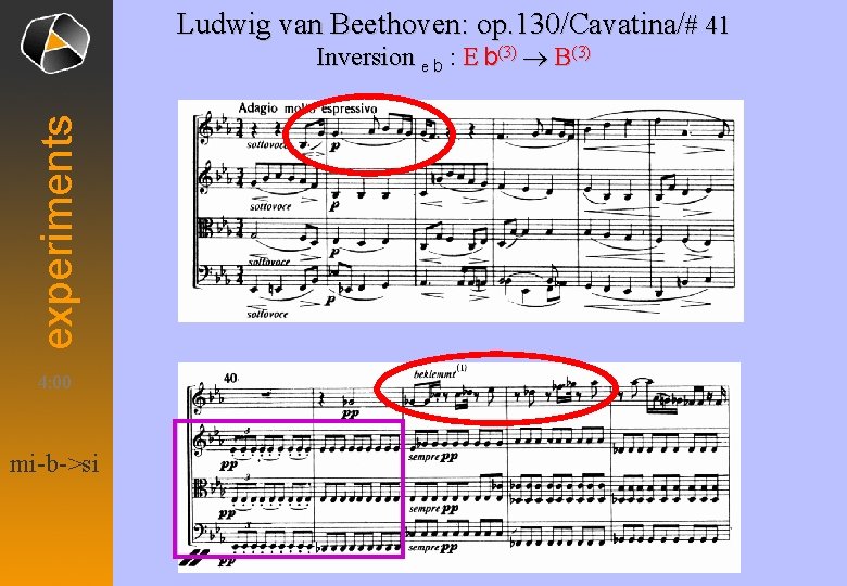 Ludwig van Beethoven: op. 130/Cavatina/# 41 experiments Inversion e b : E b(3) ®