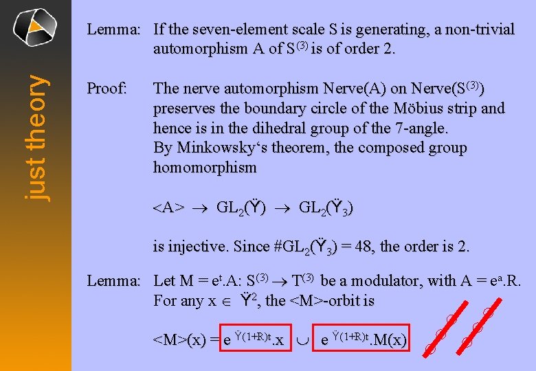 just theory Lemma: If the seven-element scale S is generating, a non-trivial automorphism A