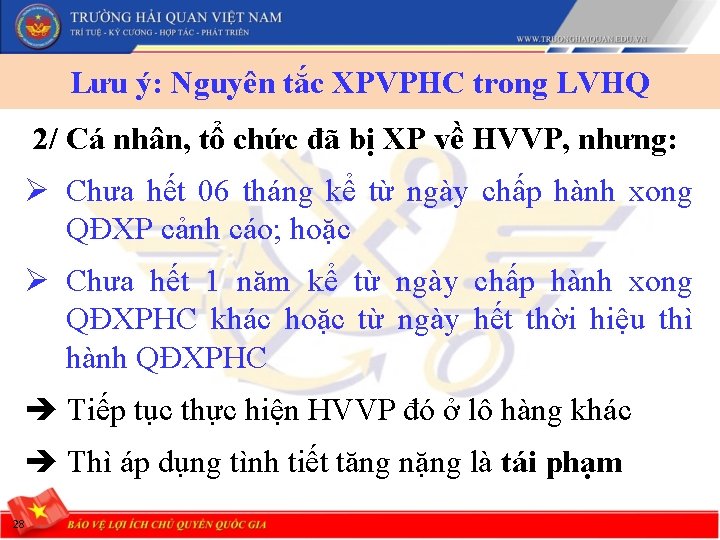 Lưu ý: Nguyên tắc XPVPHC trong LVHQ 2/ Cá nhân, tổ chức đã bị