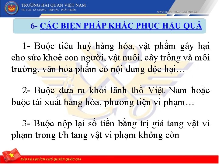 1 - Buộc tiêu huỷ hàng hóa, vật phẩm gây hại cho sức khoẻ